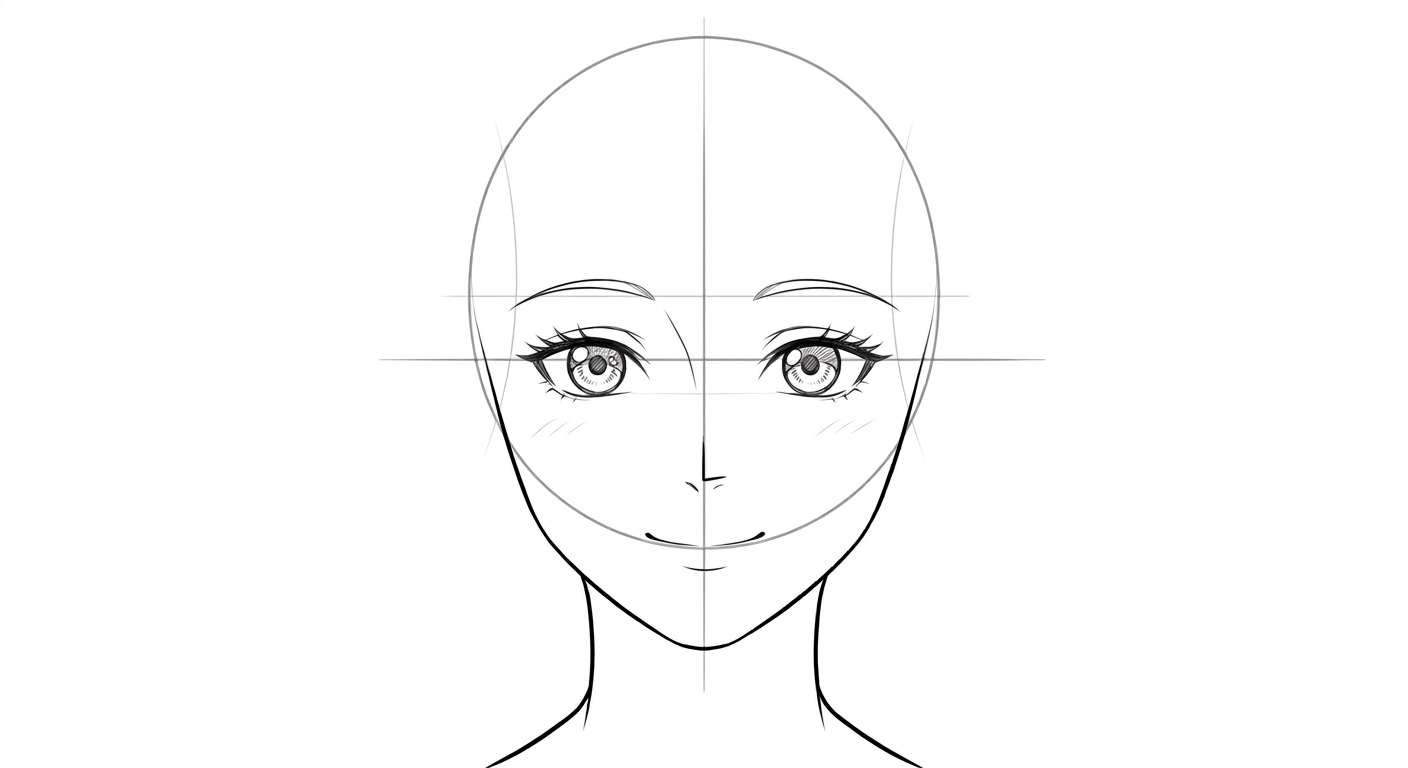 Male anime face front view showing defined nose bridge