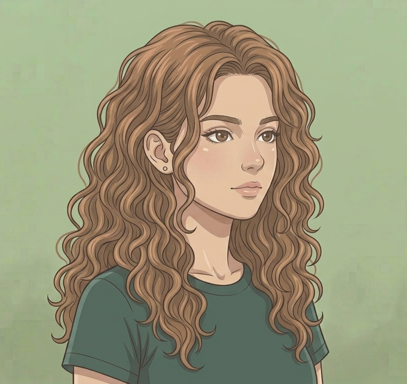Female · Long Curly · Front Right 3/4