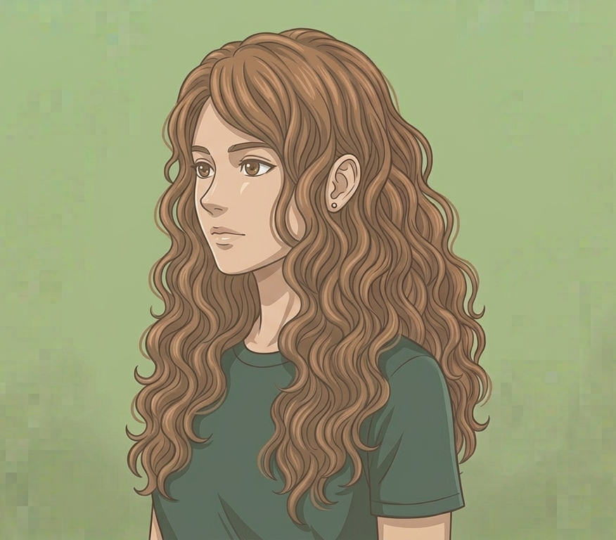 Female · Long Curly · Front Left 3/4