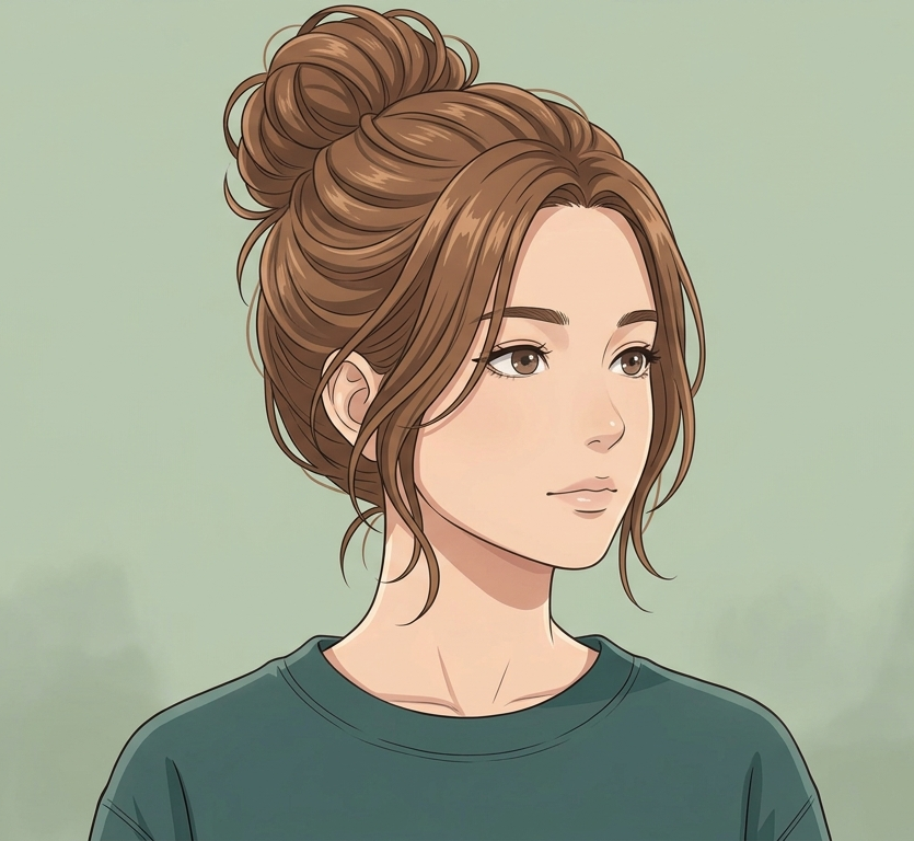Female · Messy Bun · Front Right 3/4