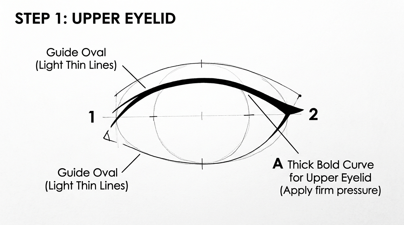 Step 3: Drawing Iris and Pupil Outlines