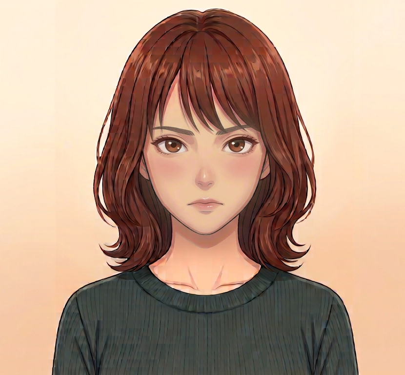 Female · Front · Serious