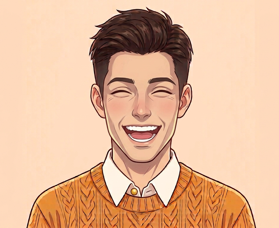 Male · Front · Laughing