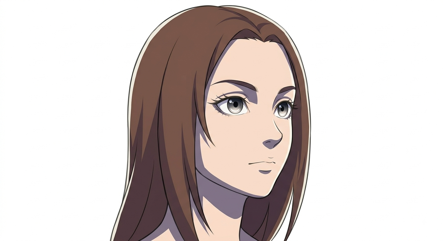 Female anime face in 3/4 view showing rim light on the far edge