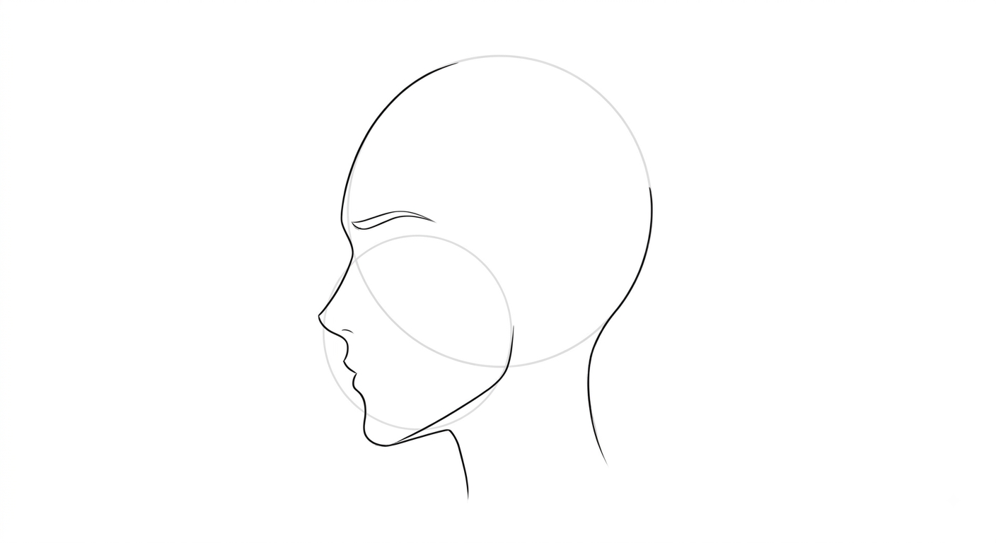 Male anime profile showing the forehead-to-chin S-curve