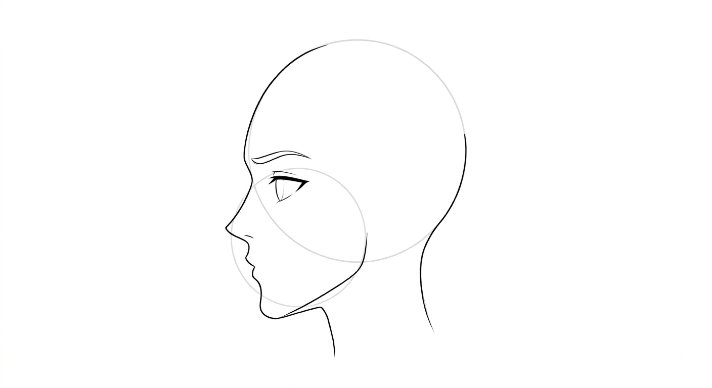 Male anime profile showing the nose projecting from the face